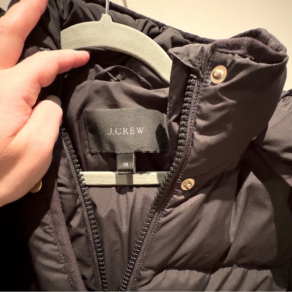 J.Crew Black Puffer Long Coat With Gold Snap Buttons Size XS Women’s - Picture 3 of 9